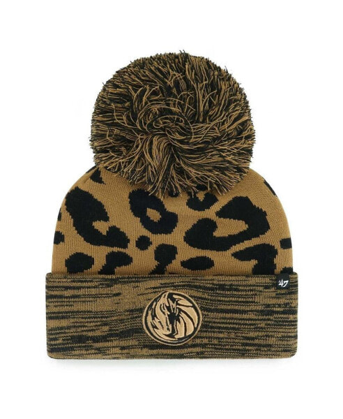 Men's and Women's Leopard Dallas Mavericks Rosette Cuffed Knit Hat with Pom