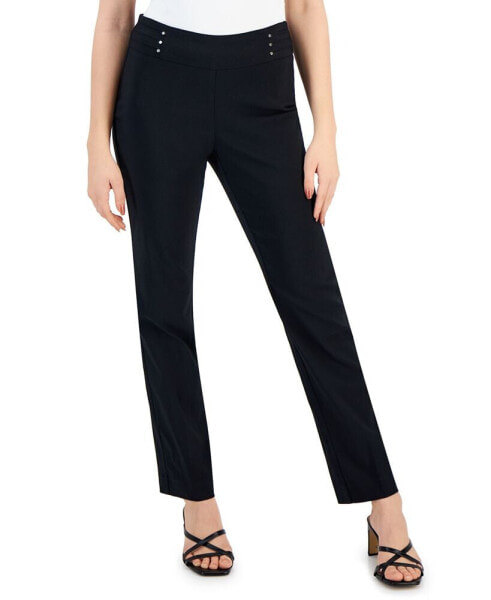 Petite Studded-Rivet Straight-Leg Pants, Petite & Petite Short, Created for Macy's