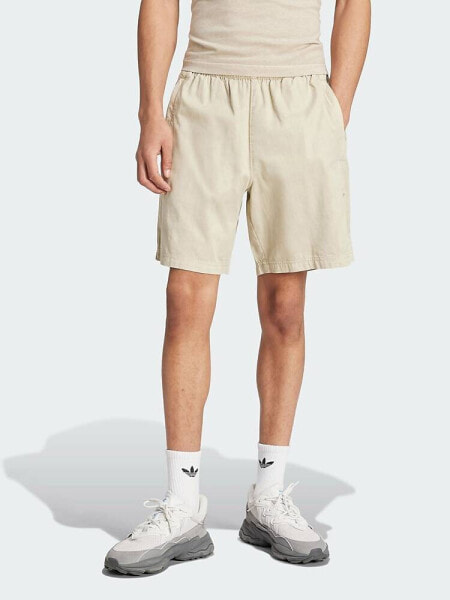 adidas Trefoil Essentials+ Dye Woven Shorts in Beige