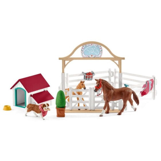 Игровой набор Schleich Hannah’s guest horses with Ruby the dog - Horse Club (Лошади Hannah с гостевой лошадью Руби)