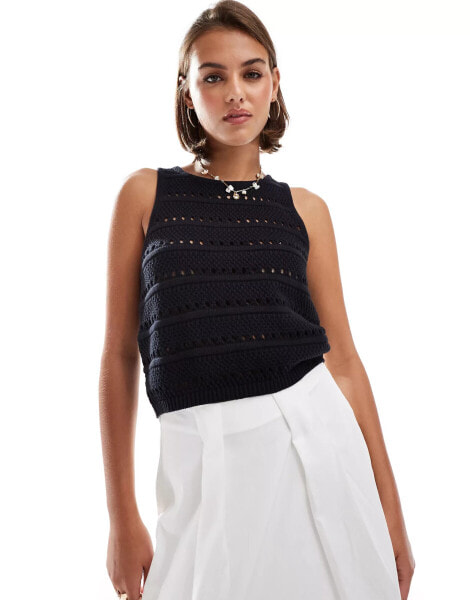 Levi's superbloom crochet knit tank top in black