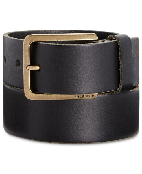 Men's Heavy Brass Buckle Leather Belt