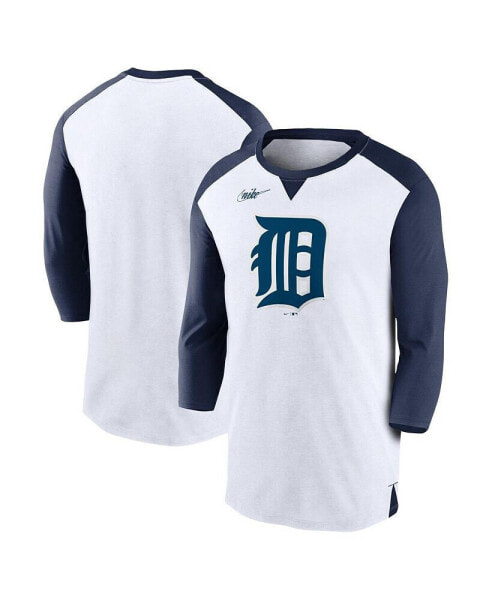 Men's White, Navy Detroit Tigers Rewind 3/4-Sleeve T-shirt