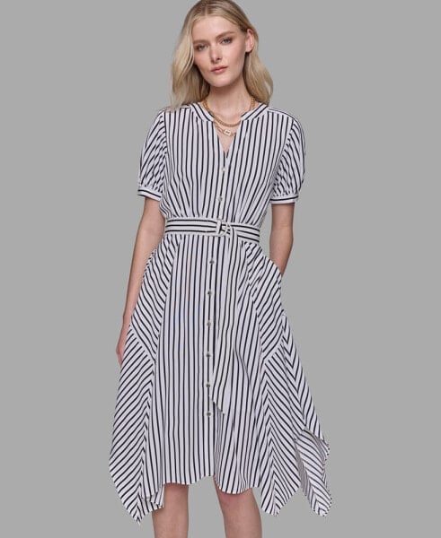 Women's Stripe-Print Silky- Crepe Dress
