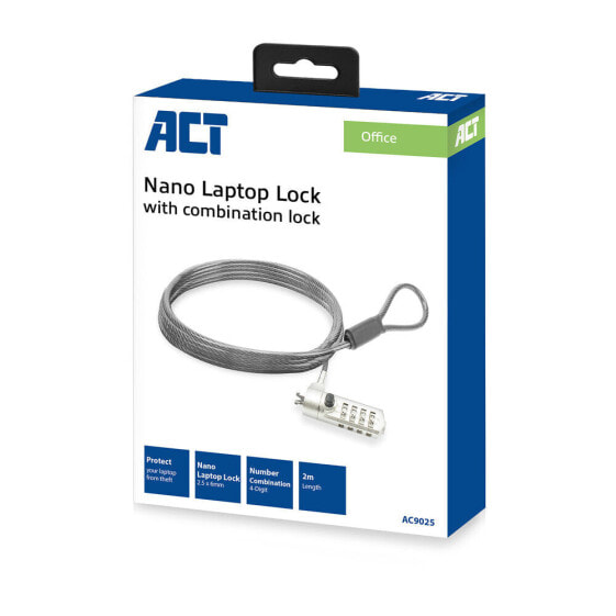ACT AC9025 - 2 m - Combination lock - Zinc steel - Metallic