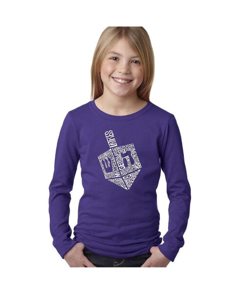 Hanukkah Dreidel - Girl's Child Word Art Long Sleeve T-Shirt