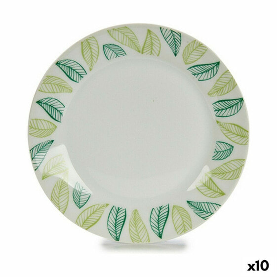 Тарелка для десертов BB Home Листья Белый Зеленый Ø 19 см Фарфор (10 штук)