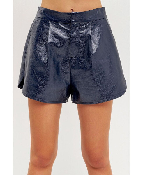 Women's High-Waisted Faux Leather Shorts