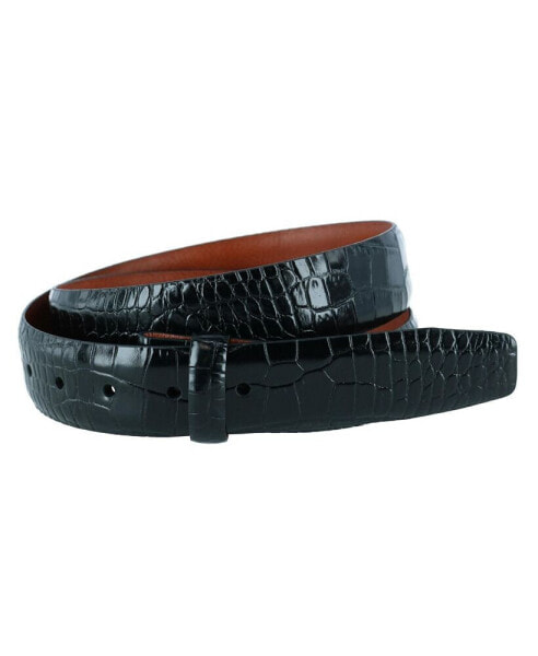 Men's Leather Mock Crocodile Print 35mm Harness Belt Strap