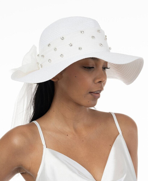 Women's Rhinestone Bow Panama Hat