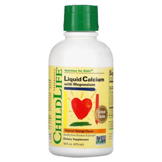 Essentials, Liquid Calcium with Magnesium, Natural Orange, 16 fl oz (473 ml)