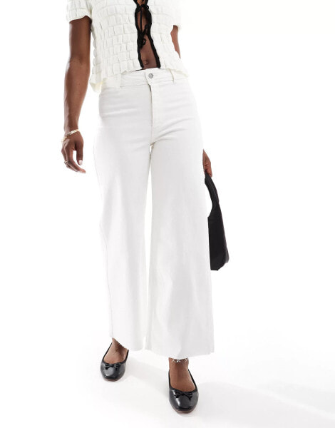 Mango wide leg jeans in off white