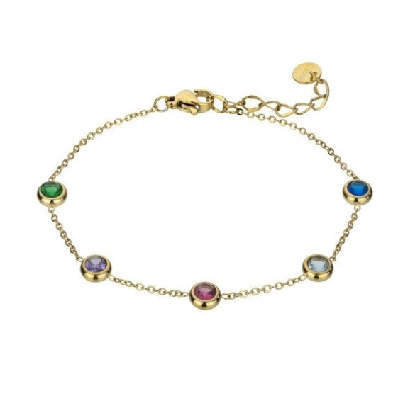 Decent gold-plated bracelet with colored zircons Angelina EWB23070G