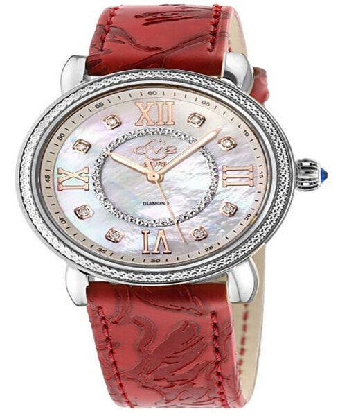 Women's Marsala Swiss Quartz Italian Red Leather Strap Watch 37mm