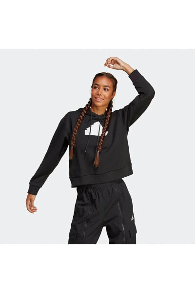 IB8501 W FI BOS Kadın Siyah Spor Sweatshirt