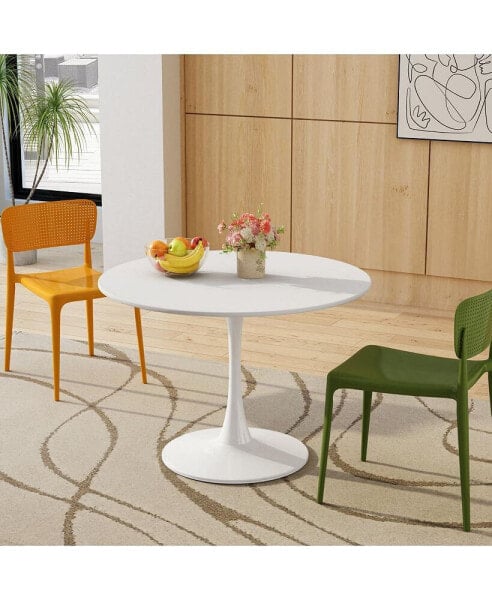 Modern 42" Round Dining Table with Metal Base