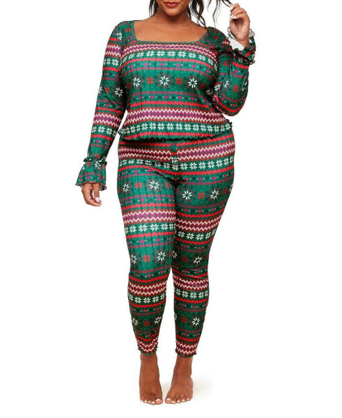 Audra Women's Plus-Size Pajama Long Sleeve Top & Legging Set