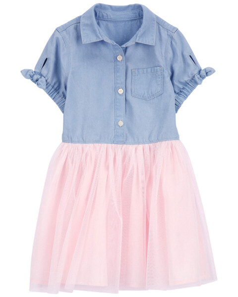 Платье для малышей Carterʻs Toddler Mixed Fabric Denim Dress