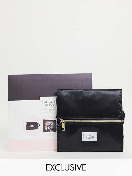 Сумка Flat Lay Company модель "Эксклюзивная макияжная коробка с откидным клапаном" - шелковисто черная