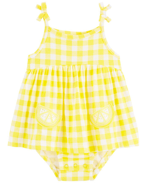 Baby Lemon Gingham Sunsuit 18M