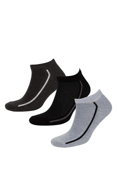 Erkek Çizgili 3lü Pamuklu Patik Çorap C0161axns