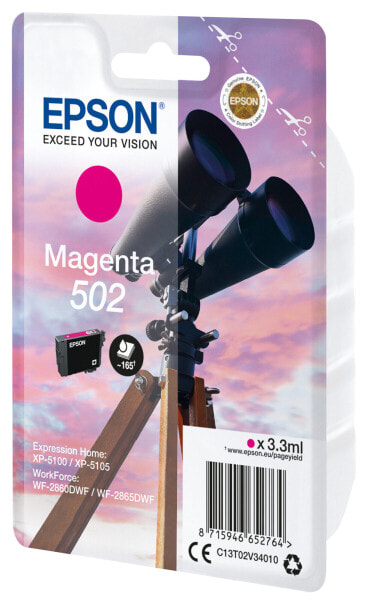 Epson Singlepack Magenta 502 Ink - Standard Yield - Pigment-based ink - 3.3 ml - 165 pages - 1 pc(s)