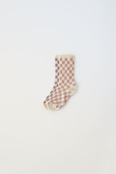 2-pack of long chequered socks