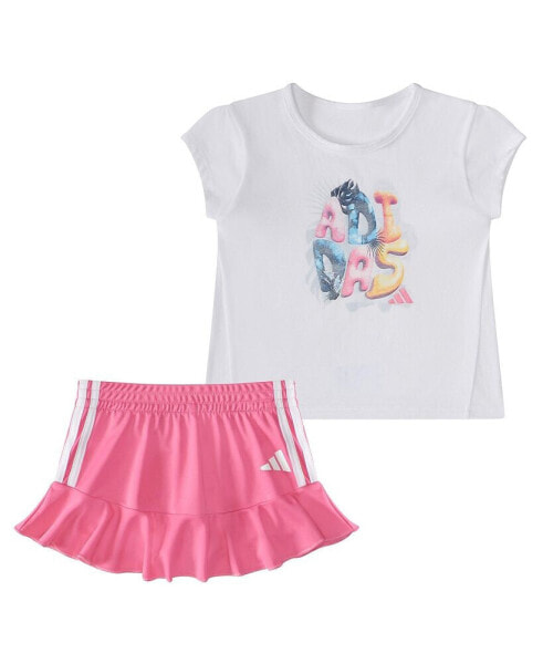Костюм для малышей Adidas футболка с коротким рукавом и юбка - оборка, 2-х частейный набор
