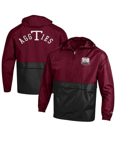 Ветровка Champion для мужчин в марсалах Texas A&M Aggies 12th Man Centennial Blocking Packable Half-Zip.