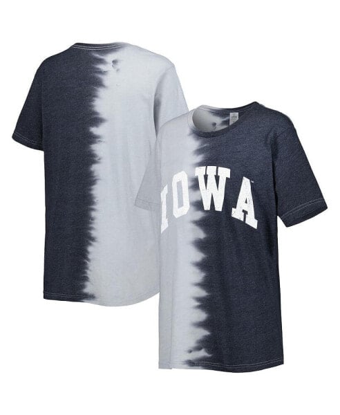 Women's Black Iowa Hawkeyes Find Your Groove Split-Dye T-shirt