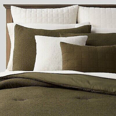 12pc Queen Fuller Micro Texture Comforter & Sheet Bedding Set Dark Green -