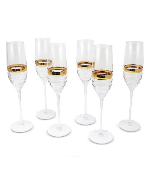 Stripe Flute Glasses, Set of 6