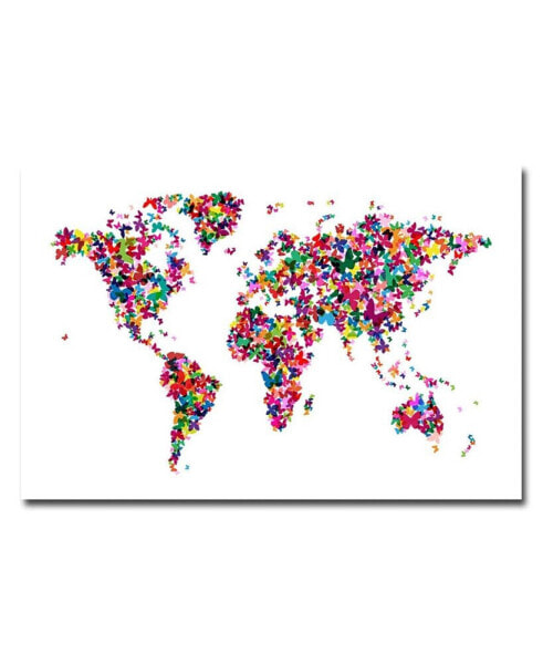 Michael Tompsett 'Butterflies World Map II' Canvas Art - 32" x 22"