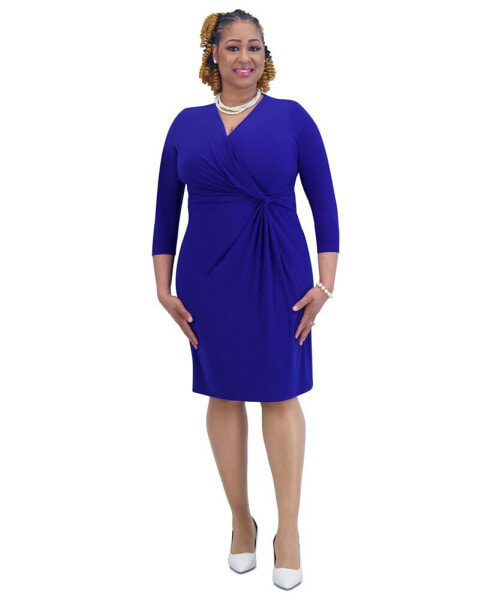 Women's Surplice-Neck Twist Front Sheath Dress