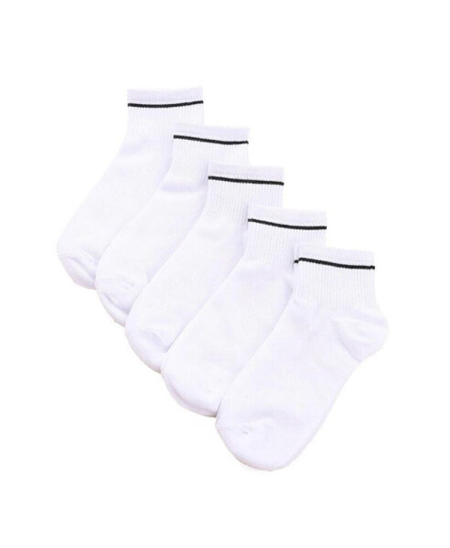 Five Pack Sport Ankle Socks with Stripe Contrast
