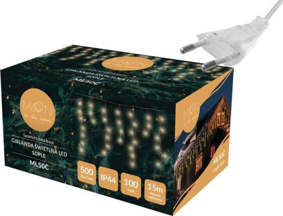 PR Girlanda świetlna 100 LED, sople, światło ciepłe białe