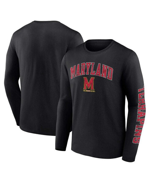 Men's Black Maryland Terrapins Distressed Arch Over Logo Long Sleeve T-shirt