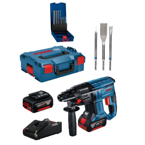 Bosch GBH 18V-21 + SDS-Plus Hammerbohrerset + Meißelset