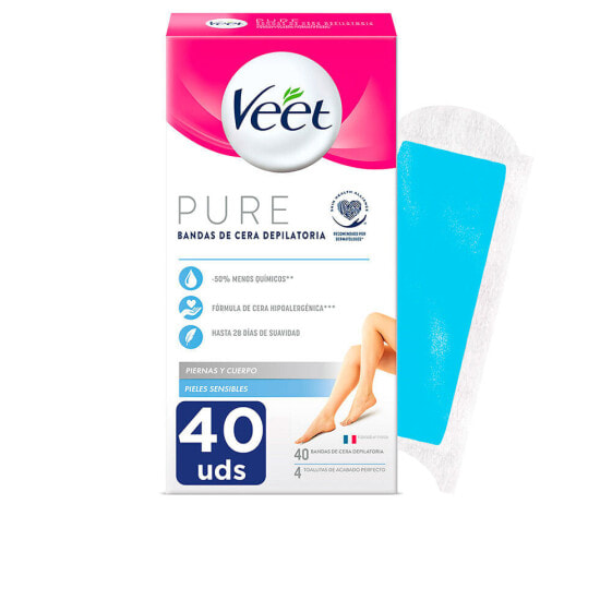 Средство для депиляции Veet PURE WAX BANDS sensitive skin body 40 шт.