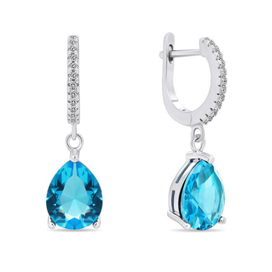 Charming silver earrings with blue zircons EA638WLB