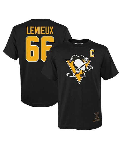 Big Boys Mario Lemieux Black Pittsburgh Penguins Name and Number T-shirt