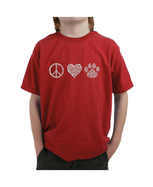 Big Boy's Word Art T-shirt - Peace Love Cats