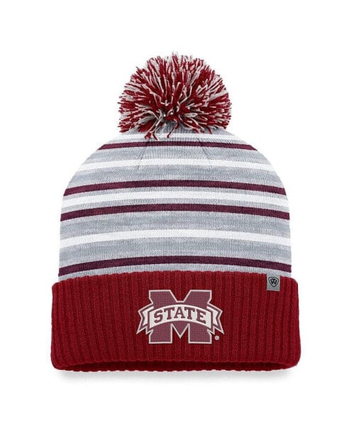 Men's Maroon Mississippi State Bulldogs Dash Cuffed Knit Hat with Pom