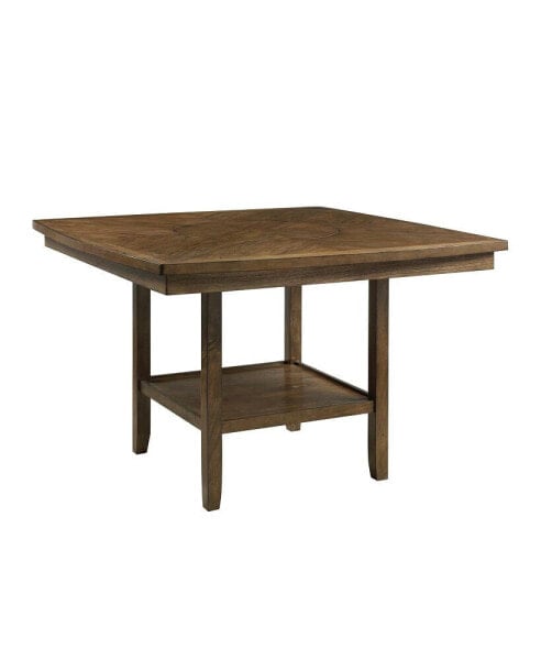 Light Oak Counter Height Table with Lazy-Susan & Display Shelf