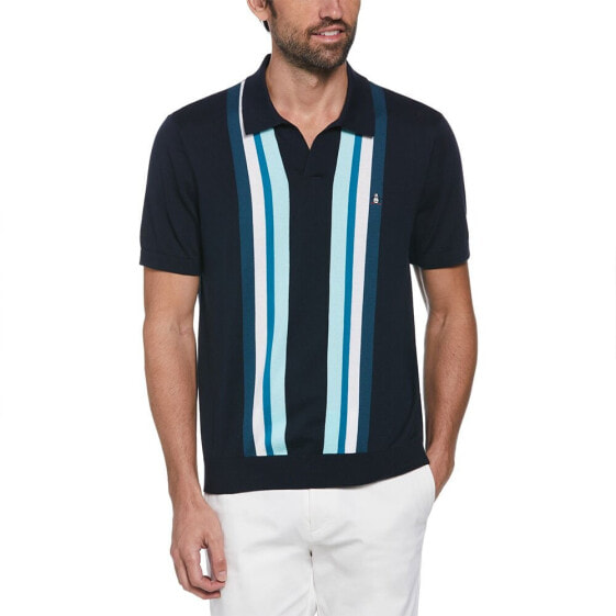 ORIGINAL PENGUIN Text Vertical Stripe short sleeve polo