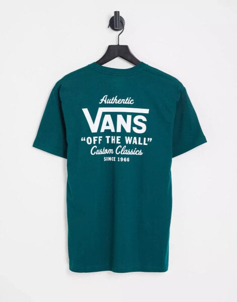 Vans – Holder Street – T-Shirt in Blaugrün mit Rückenprint