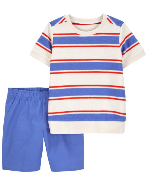 Toddler 2-Piece Striped Tee & Canvas Short Set 4T