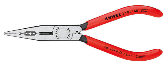 KNIPEX 13 01 160 - Needle-nose pliers - Chromium-vanadium steel - Plastic - Red - 16 cm - 112 g