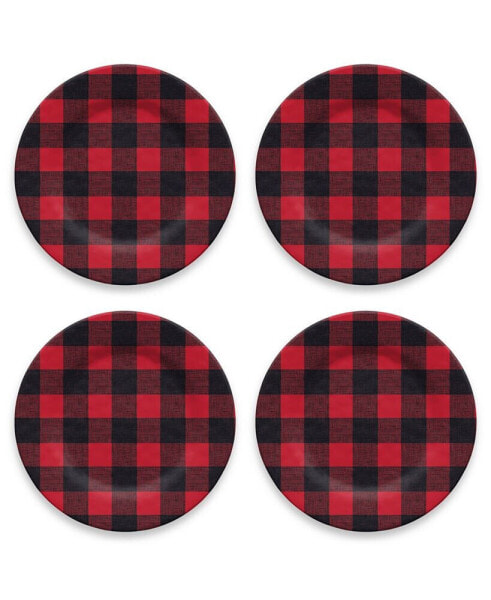 Vintage Lodge Buffalo Check Melamine Dinner Plates, Set of 6