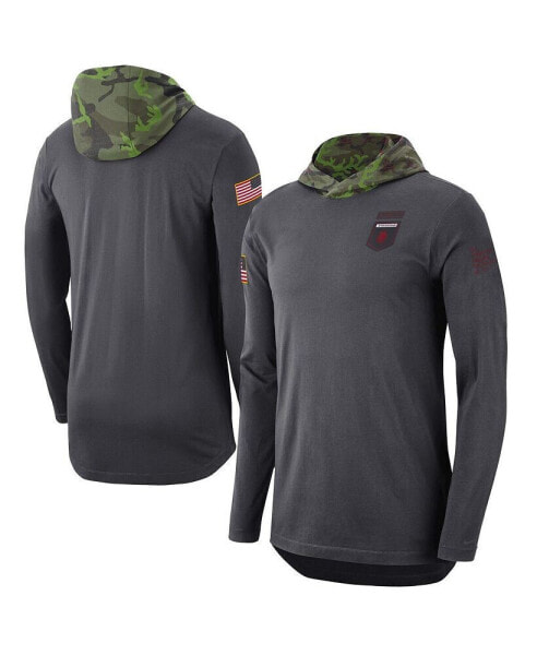 Men's Anthracite Arkansas Razorbacks Military-Inspired Long Sleeve Hoodie T-shirt